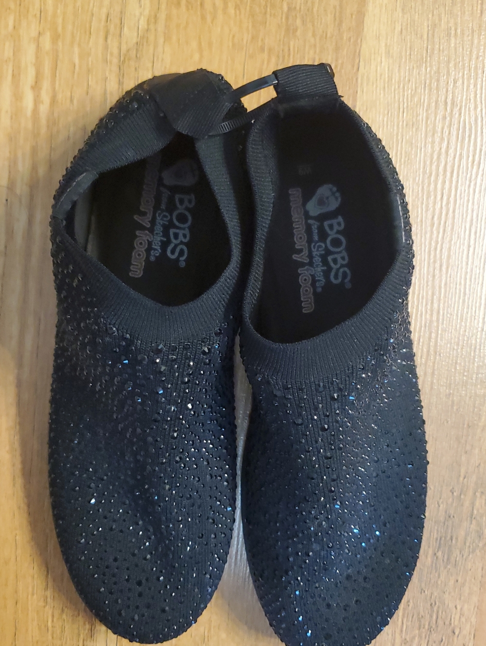 Bobs Sketchers Black Rhinestone Memory Foam Slip On Shoes Size 9 - Picture 5 of 10